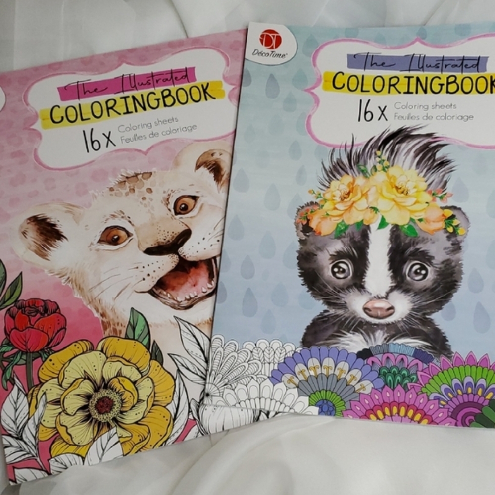 Illustrated Coloring Book Set with‎ Animal Designs